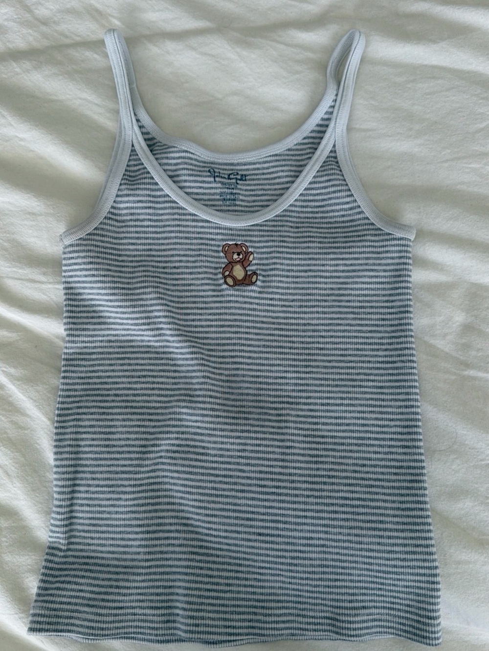 Striped Tank Top with Teddy Bear